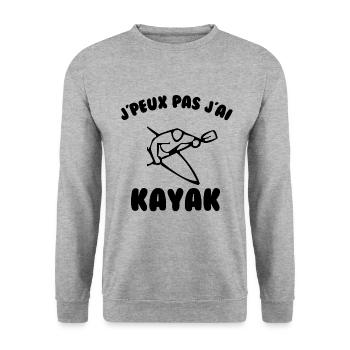 J’peux pas j’ai kayak - Sweat-shirt Unisexe - gris chiné - Devant - Alina (178cm) & Michal (187cm)