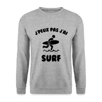 J’peux pas j’ai surf - Sweat-shirt Unisexe - gris chiné - Devant - Alina (178cm) & Michal (187cm)