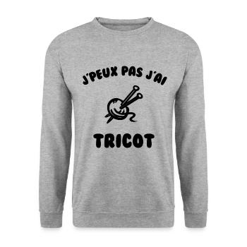 J’peux pas j’ai tricot - Sweat-shirt Unisexe - gris chiné - Devant - Alina (178cm) & Michal (187cm)