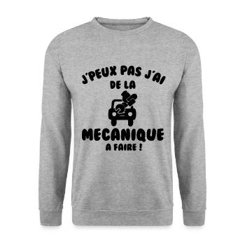 J’peux pas j’ai de la mécanique à faire - Sweat-shirt Unisexe - gris chiné - Devant - Alina (178cm) & Michal (187cm)