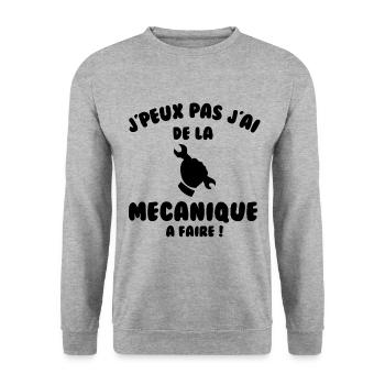 J’peux pas j’ai de la mécanique à faire - Sweat-shirt Unisexe - gris chiné - Devant - Alina (178cm) & Michal (187cm)
