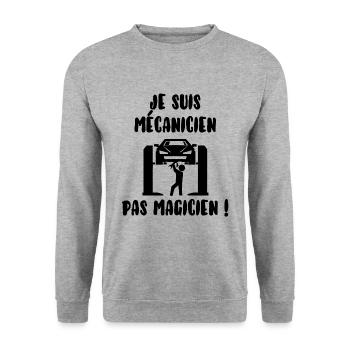 Mécanicien pas magicien - Sweat-shirt Unisexe - gris chiné - Devant - Alina (178cm) & Michal (187cm)