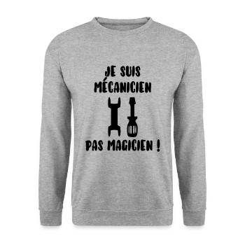 Mécanicien pas magicien - Sweat-shirt Unisexe - gris chiné - Devant - Alina (178cm) & Michal (187cm)