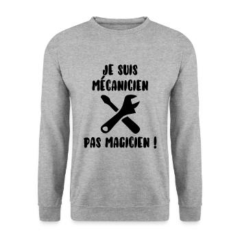 Mécanicien pas magicien - Sweat-shirt Unisexe - gris chiné - Devant - Alina (178cm) & Michal (187cm)
