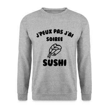 J’peux pas j’ai soirée sushi - Sweat-shirt Unisexe - gris chiné - Devant - Alina (178cm) & Michal (187cm)