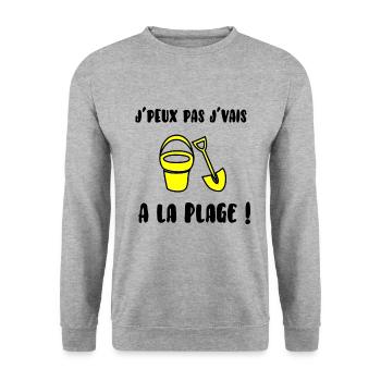 J’peux pas j’vais à la plage - Sweat-shirt Unisexe - gris chiné - Devant - Alina (178cm) & Michal (187cm)