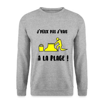 J’peux pas j’vais à la plage - Sweat-shirt Unisexe - gris chiné - Devant - Alina (178cm) & Michal (187cm)
