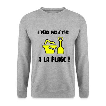 J’peux pas j’vais à la plage - Sweat-shirt Unisexe - gris chiné - Devant - Alina (178cm) & Michal (187cm)