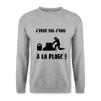 J’peux pas j’vais à la plage - Sweat-shirt Unisexe - gris chiné - Devant - Alina (178cm) & Michal (187cm)
