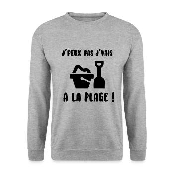 J’peux pas j’vais à la plage - Sweat-shirt Unisexe - gris chiné - Devant - Alina (178cm) & Michal (187cm)