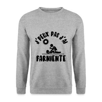 J’peux pas j’ai farniente - Sweat-shirt Unisexe - gris chiné - Devant - Alina (178cm) & Michal (187cm)