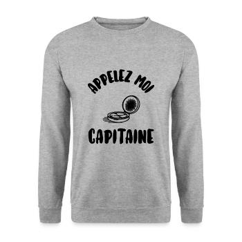 Appelez moi capitaine - Sweat-shirt Unisexe - gris chiné - Devant - Alina (178cm) & Michal (187cm)