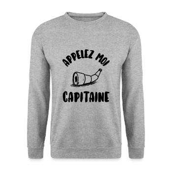 Appelez moi capitaine - Sweat-shirt Unisexe - gris chiné - Devant - Alina (178cm) & Michal (187cm)