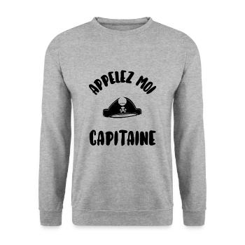 Appelez moi capitaine - Sweat-shirt Unisexe - gris chiné - Devant - Alina (178cm) & Michal (187cm)