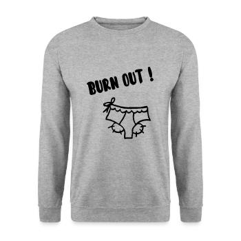 Ausbrennen! - Unisex Pullover - Weißgrau meliert - Vorne - Alina (178cm) & Michal (187cm)