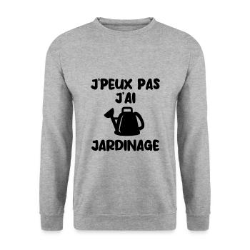 J’peux pas j’ai jardinage - Sweat-shirt Unisexe - gris chiné - Devant - Alina (178cm) & Michal (187cm)