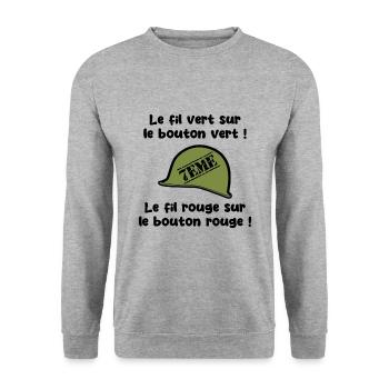 Le fil vert…le fil rouge… - Sweat-shirt Unisexe - gris chiné - Devant - Alina (178cm) & Michal (187cm)