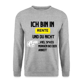Je suis à la retraite - Sweat-shirt Unisexe - gris chiné - Devant - Alina (178cm) & Michal (187cm)