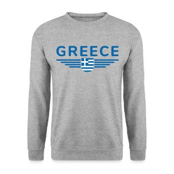 I Love Greece Fan, Design T-Shirt Outfit - Unisex Sweatshirt - salt & pepper - Front - Alina (178cm) & Michal (187cm)