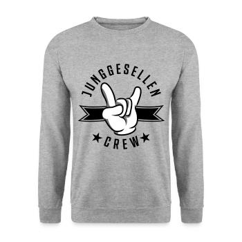 Junggesellen crew hand - Unisex Pullover - Weißgrau meliert - Vorne - Alina (178cm) & Michal (187cm)