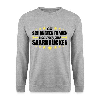 Saarbrücken - Unisex Pullover - Weißgrau meliert - Vorne - Alina (178cm) & Michal (187cm)