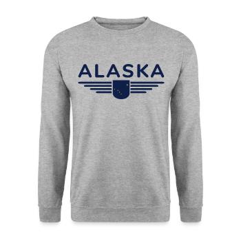Alaska Fan T-Shirt – USA-Style - Unisex Pullover - Weißgrau meliert - Vorne - Alina (178cm) & Michal (187cm)
