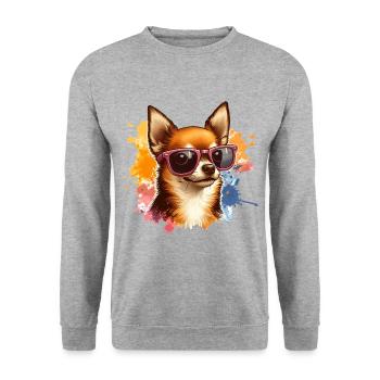 Chihuahua mignon portant des lunettes de soleil - Sweat-shirt Unisexe - gris chiné - Devant - Alina (178cm) & Michal (187cm)