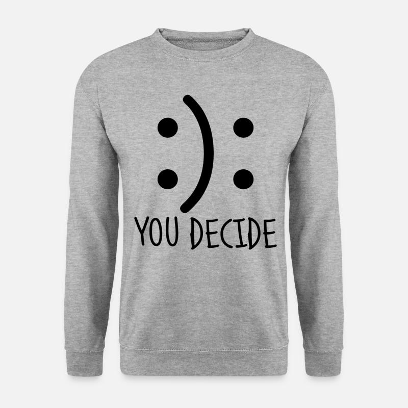 Du entscheidest! Motivierende Geschenke. Emoticon - Unisex Pullover - Weißgrau meliert