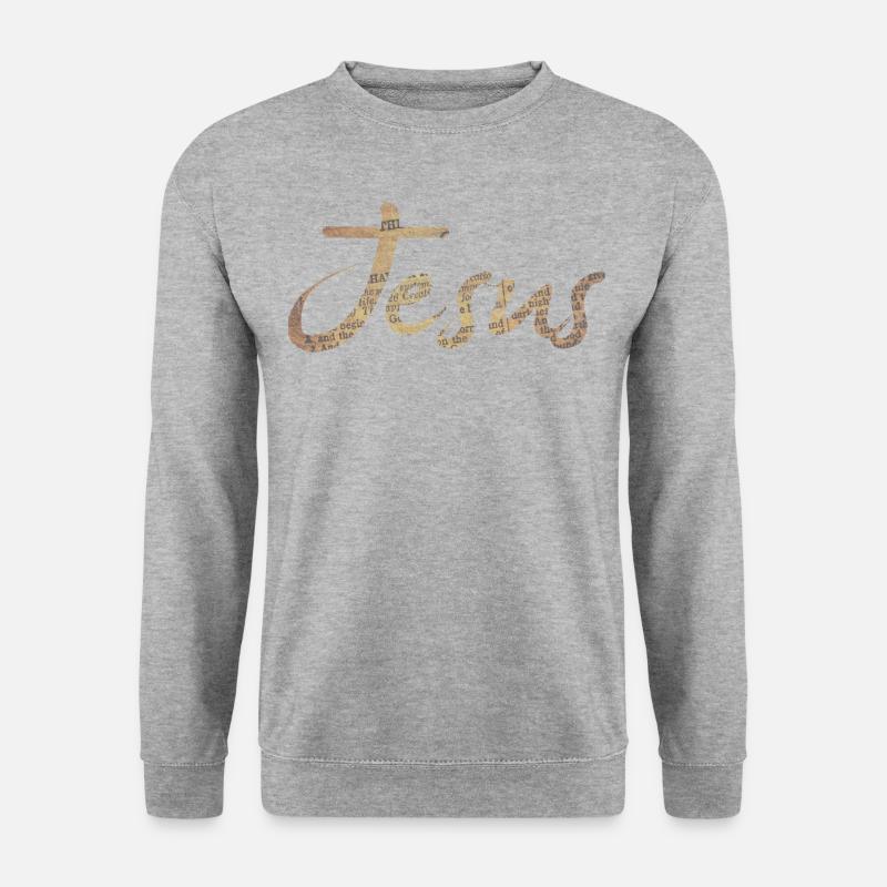 jesus - Unisex Pullover - Weißgrau meliert