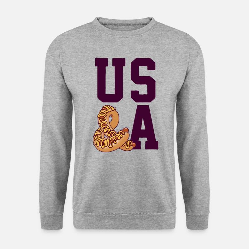 US & A - Unisex Pullover - Weißgrau meliert