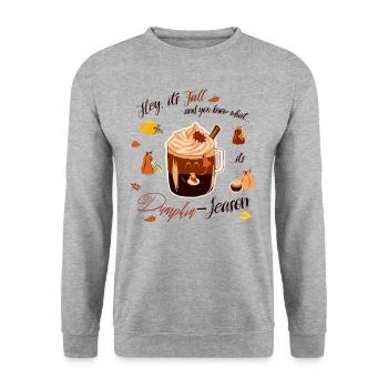 parfum d’automne - c’est l’automne - c’est la saison des citrouilles - Sweat-shirt Unisexe - gris chiné - Devant - Alina (178cm) & Michal (187cm)