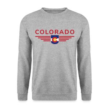 Colorado Fan T-Shirt – Mountains & Adventure - Unisex Sweatshirt - salt & pepper - Front - Alina (178cm) & Michal (187cm)