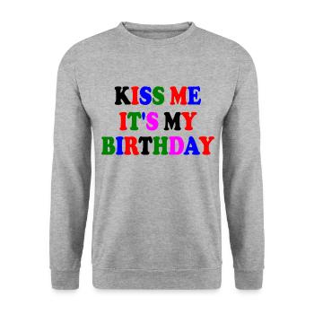 kiss me it's my birthday - Unisex Sweatshirt - salt & pepper - Front - Alina (178cm) & Michal (187cm)