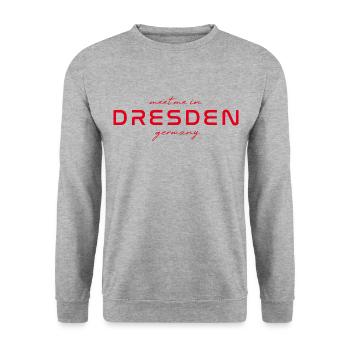 T-shirt Dresde – Skyline & Culture - Sweat-shirt Unisexe - gris chiné - Devant - Alina (178cm) & Michal (187cm)
