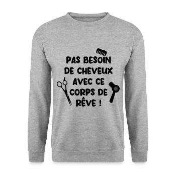 Pas besoin de cheveux avec ce corp de rêve - Sweat-shirt Unisexe - gris chiné - Devant - Alina (178cm) & Michal (187cm)