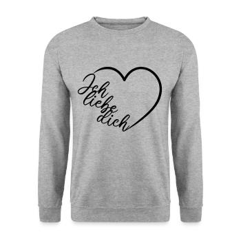 Ich liebe dich Kalligrafie Herz - Unisex Pullover - Weißgrau meliert - Vorne - Alina (178cm) & Michal (187cm)