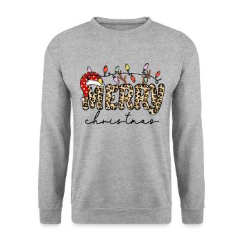 JOYEUX Noël, chapeau de père Noël - Sweat-shirt Unisexe - gris chiné - Devant - Alina (178cm) & Michal (187cm)
