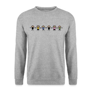Kindergarten children holding children's hands - Unisex Sweatshirt - salt & pepper - Front - Alina (178cm) & Michal (187cm)