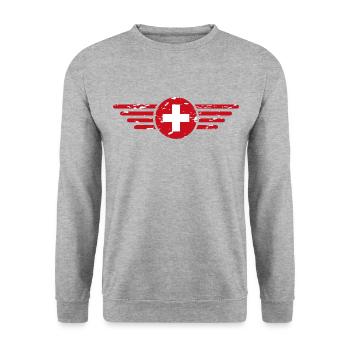 J’aime la Suisse, T-shirt design de style élégance - Sweat-shirt Unisexe - gris chiné - Devant - Alina (178cm) & Michal (187cm)