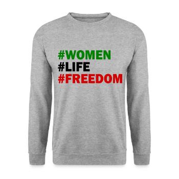 Women life freedom - Sweat-shirt Unisexe - gris chiné - Devant - Alina (178cm) & Michal (187cm)