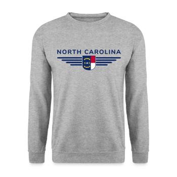 North Carolina Fan T-Shirt – Stylisch & Einzigarti - Unisex Pullover - Weißgrau meliert - Vorne - Alina (178cm) & Michal (187cm)