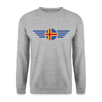 Ich liebe Åland, Eleganz Stil Design T-Shirt - Unisex Pullover - Weißgrau meliert - Vorne - Alina (178cm) & Michal (187cm)