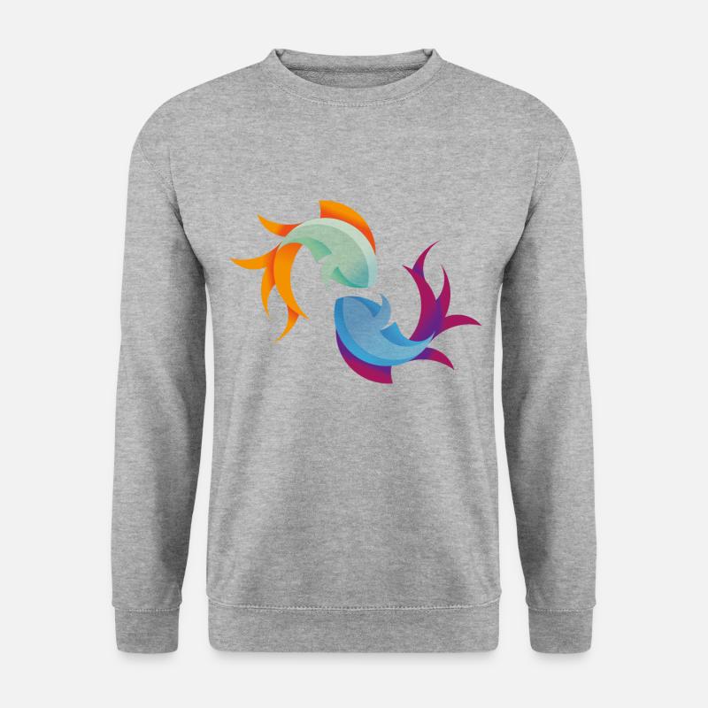 Fisch Fische Sternzeichen Geschenk Angeln Ozean - Unisex Pullover - Weißgrau meliert