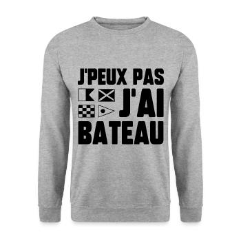 J’peux pas j’ai bateau - Sweat-shirt Unisexe - gris chiné - Devant - Alina (178cm) & Michal (187cm)