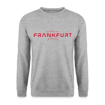 T-shirt Francfort – Skyline Love - Sweat-shirt Unisexe - gris chiné - Devant - Alina (178cm) & Michal (187cm)