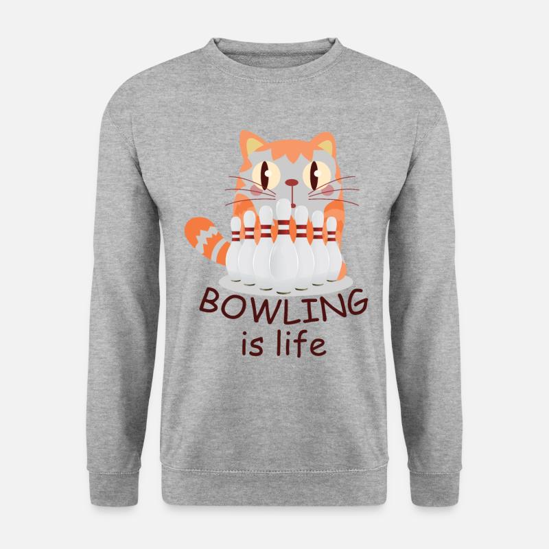 Bowling is life - cône de chat - illustration - Sweat-shirt Unisexe - gris chiné