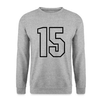 15 years jersey number 15 t-shirt sports jersey 15 - Unisex Sweatshirt - salt & pepper - Front - Alina (178cm) & Michal (187cm)