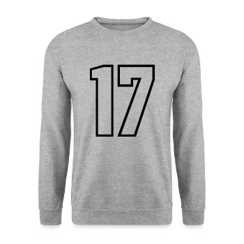 17 years jersey number 17 t-shirt sports jersey 17 - Unisex Sweatshirt - salt & pepper - Front - Alina (178cm) & Michal (187cm)