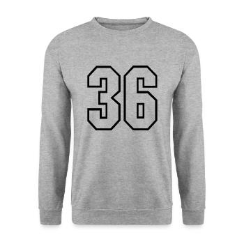 36 Jahre trikot nummer 36 t-shirt sporttrikot 36 - Unisex Pullover - Weißgrau meliert - Vorne - Alina (178cm) & Michal (187cm)