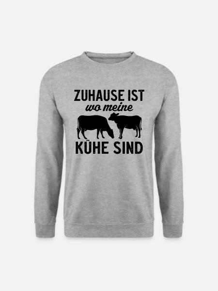 Zuhause Ist wo meine Kühe Sind - Unisex Pullover - Weißgrau meliert